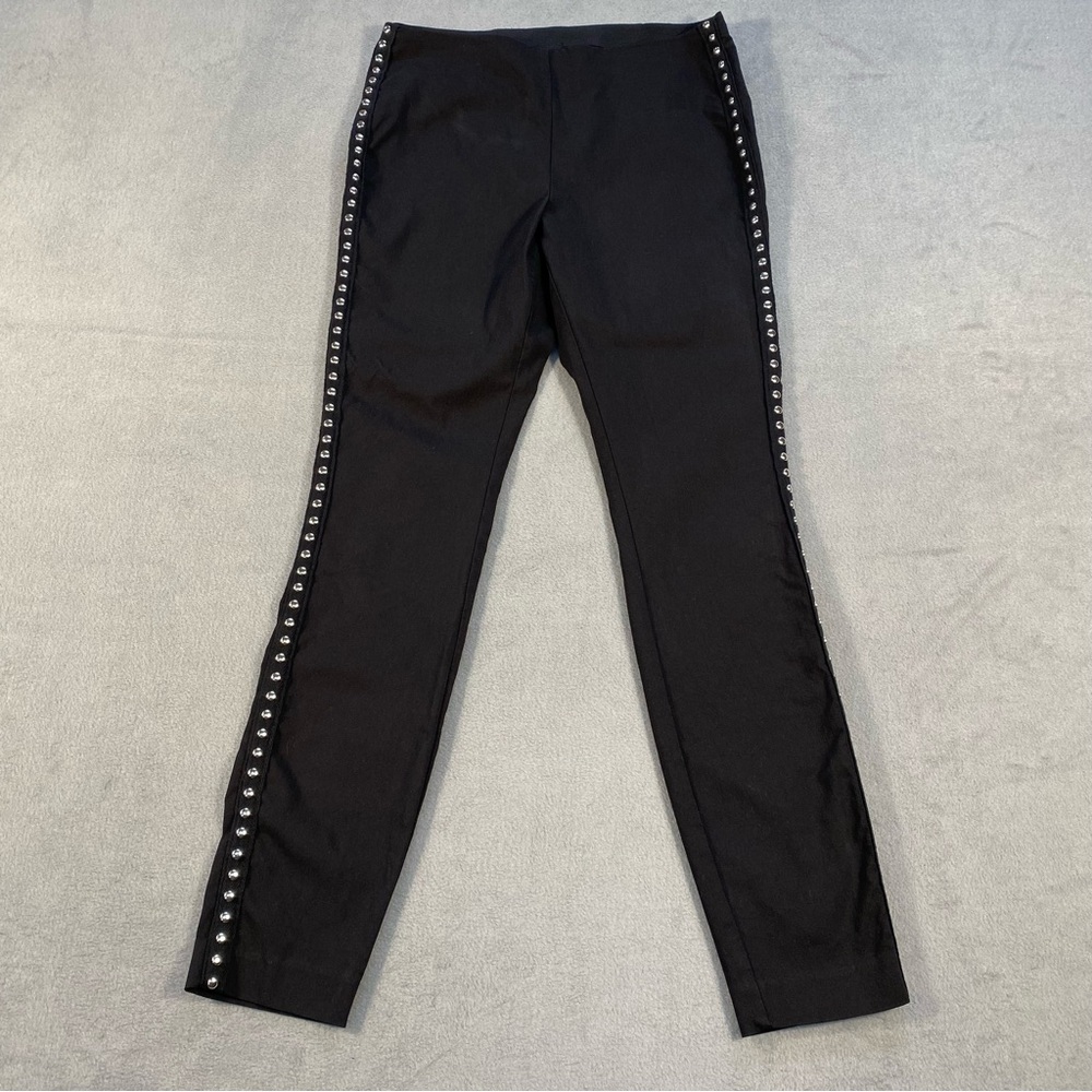 INC International Concepts Women’s Black side-Studded Stretch Skinny Pants, 6